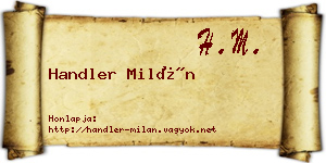 Handler Milán névjegykártya